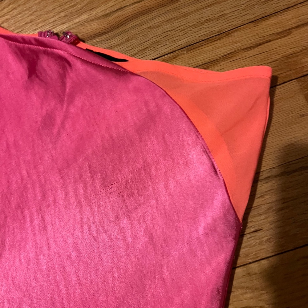 Neon pink and orange satin maxi skirt - Picture 3 of 6